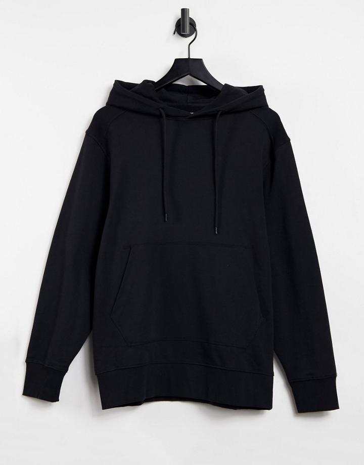 Selected Homme Hoodie With Front Pocket In Black Organic Cotton