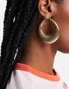 Pieces Oversized Drop Earrings In Hammered Gold