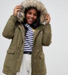 Junarose Faux Fur Trim Parka - Green