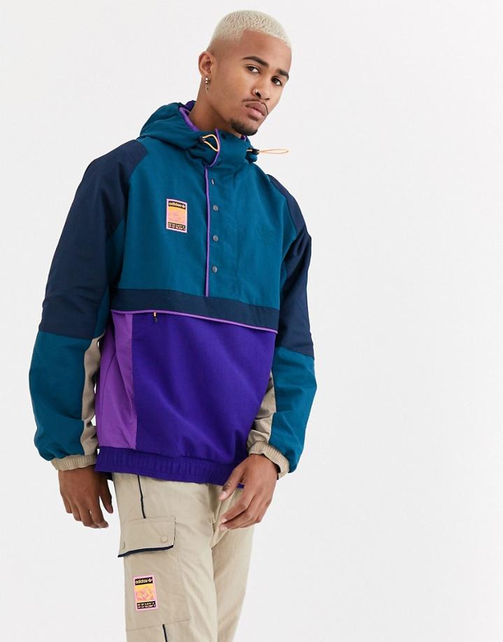 Adidas Originals Adiplore Half Zip Jacket With Hood In Purple