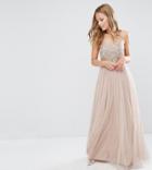 Maya Cami Strap Maxi Dress With Tulle Skirt And Embellishment-brown