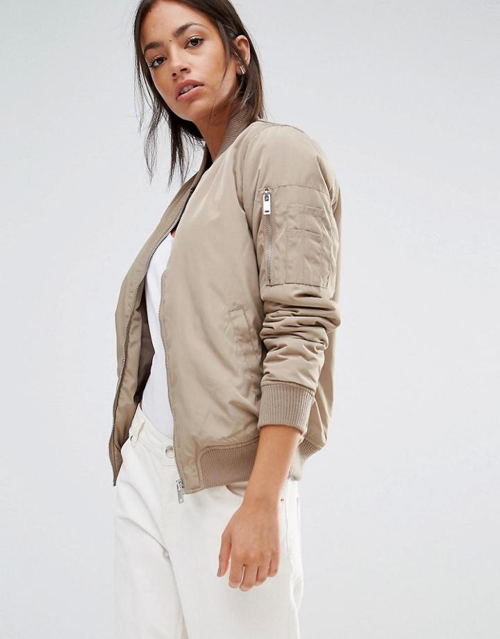 New Look Padded Bomber - Beige