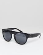 Versace Flat Brow Sunglasses In Black With Cut Out Medusa - Black