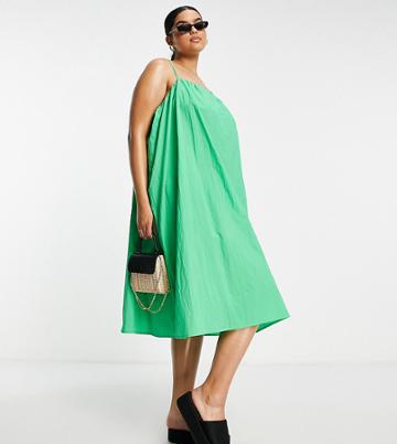 Lola May Plus Cami Swing Dress In Green
