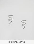 Asos Sterling Silver Squiggle Stud Earrings - Silver