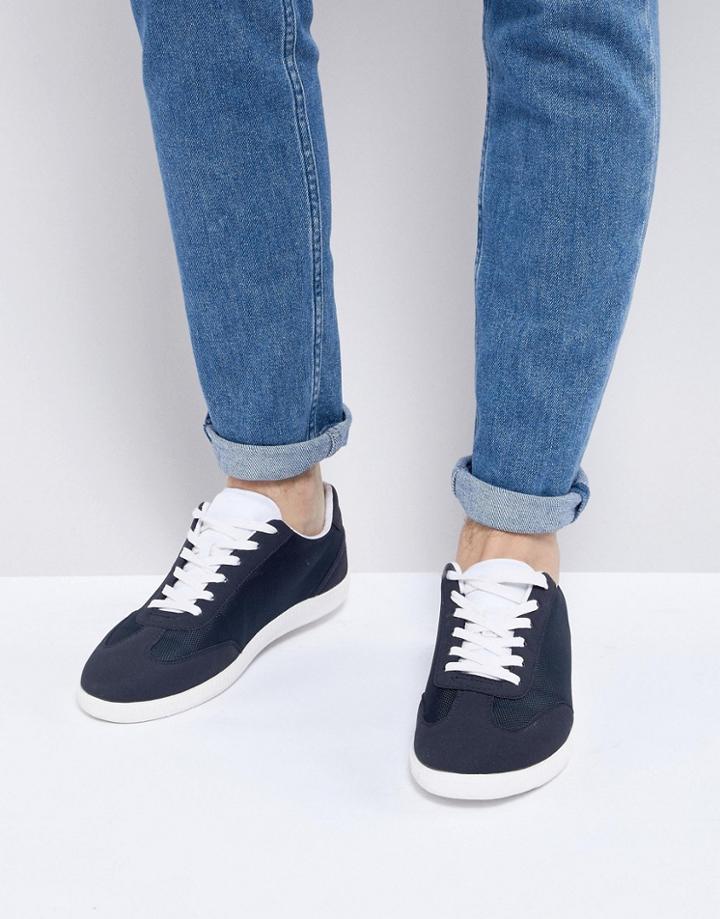 Asos Retro Sneakers In Navy Mesh - Navy