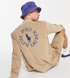 Polo Ralph Lauren X Asos Exclusive Collab Bomber Jacket With Back Print Circle Logo In Tan-brown