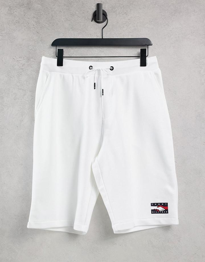 Tommy Hilfiger One Planet Capsule Unisex Front Print Sweats Shorts In White
