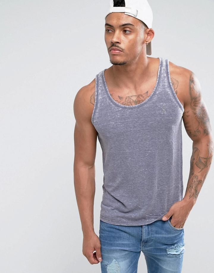 Soul Star Burn Out Tank - Navy