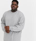 Asos Design Plus Oversized Longline Sweatshirt In Gray Marl