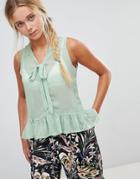 Qed London Tank Top With Tie Detail - Green