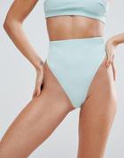 Asos Mix And Match High Leg And High Waist Bikini Bottom In Rib - Green