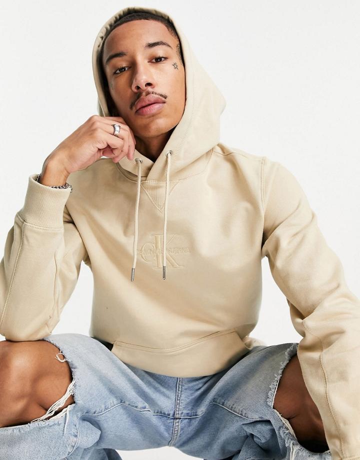 Calvin Klein Jeans Acid Wash Hoodie In Stone-neutral
