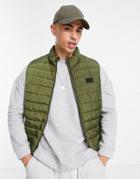 Jack & Jones Padded Vest In Khaki-green