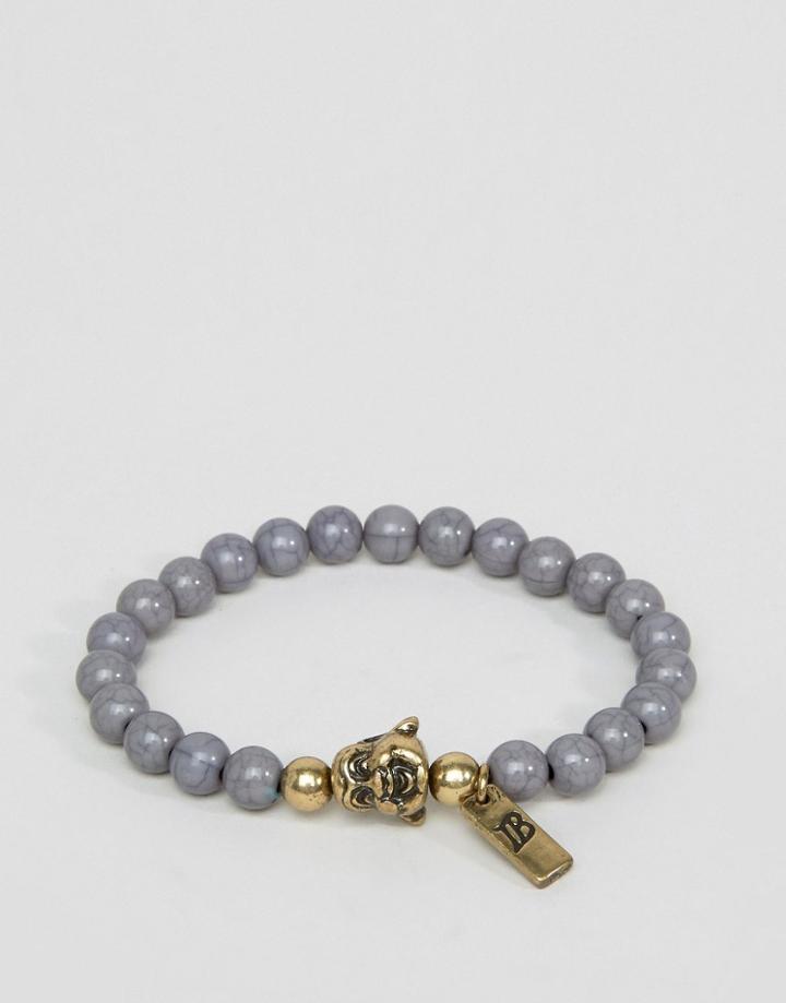 Icon Brand Buddha Beaded Bracelet In Gray - Gold
