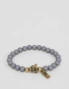 Icon Brand Buddha Beaded Bracelet In Gray - Gold