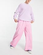 Asos Design Oversized Wide Leg Sweatpants With Pin Tucks In Pink