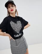 Stradivarius Keith Haring Love Heart Tee - Black