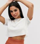 Asos Design Petite Crop Tee In Chunky Rib In White