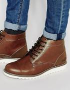 Pull & Bear Boots In Leather With Contrast Sole - Brown