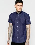 Minimum Shirt With Knit Collar Short Sleeves - Navy