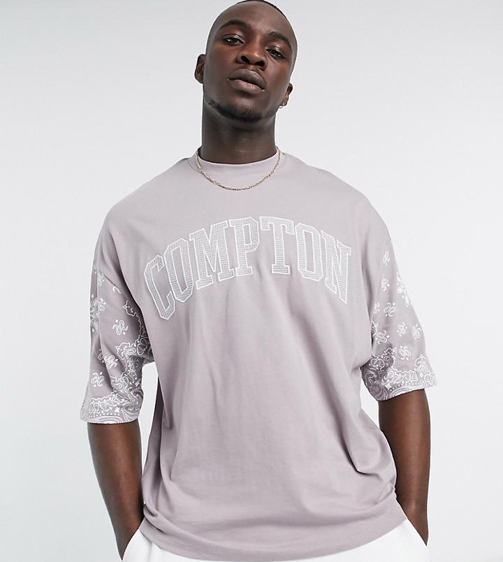 Asos Design Tall Oversized T-shirt With Text Print In Organic Cotton-pink
