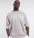 Asos Design Tall Oversized T-shirt With Text Print In Organic Cotton-pink