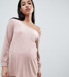 Asos Design Maternity Lounge Velour Off Shoulder Sweat - Stone