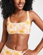 & Other Stories Square Neck Bikini Top In 70s Floral Print-multi