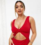 Peek & Beau Fuller Bust Exclusive Cut Out Textured Swimsuit In Red-multi