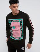 Hype Long Sleeve T-shirt In Black With Propaganda Print - Black
