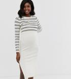 Asos Design Nursing Fine Knitted Ribbed Stripe Dress - Multi