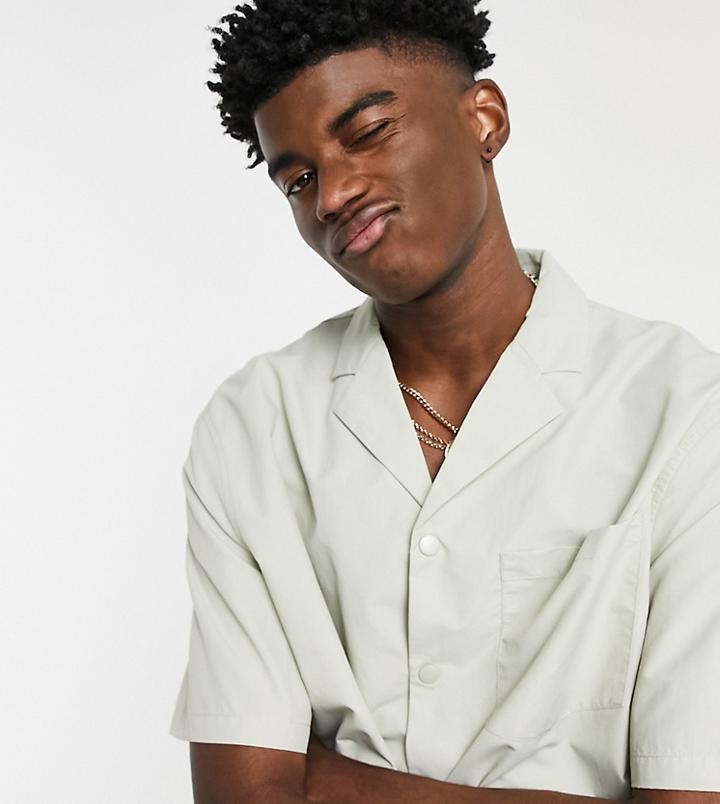 Collusion Short Sleeve Boxy Shirt In Nylon - Part Of A Set-neutral