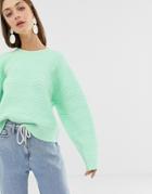 Asos White Textured Knitted Sweater - Green