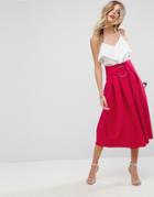 Asos Scuba Prom Skirt With Circle Belt - Red