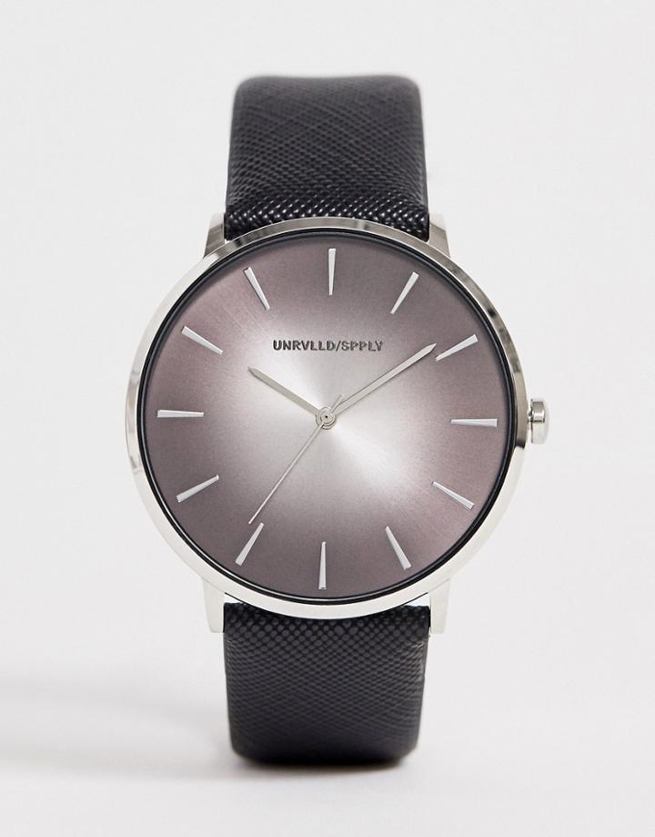 Asos Design Watch With Ombre Dial Detail In Black