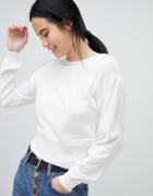 Asos Design Sweater In Off Shoulder Shape In Fine Knit-white