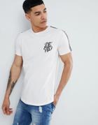 Dfnd Curved Hem T-shirt With Sleeve Tape - White