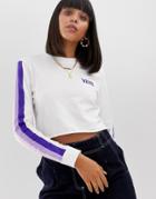 Vans Cropped Purple Rainbow Long Sleeve Top-white