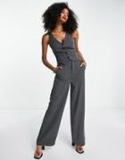 Extro & Vert Super Wide Leg Pants In Herringbone Check - Part Of A Set-black