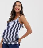 Asos Design Maternity Nursing Cami With Clips In Stripe - Multi