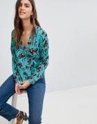 Vila Floral Printed Wrap Shirt - Multi