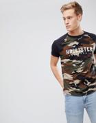 Hollister Raglan Baseball Logo Print T-shirt In Olive Camo/black - Green