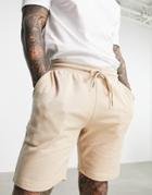 Asos Design Oversized Jersey Shorts In Beige - Part Of A Set-neutral