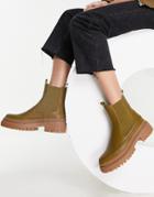 Na-kd Chunky Boots In Olive Green-black