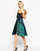 Asos Prom Skirt In Metallic With Origami Hem - Multi