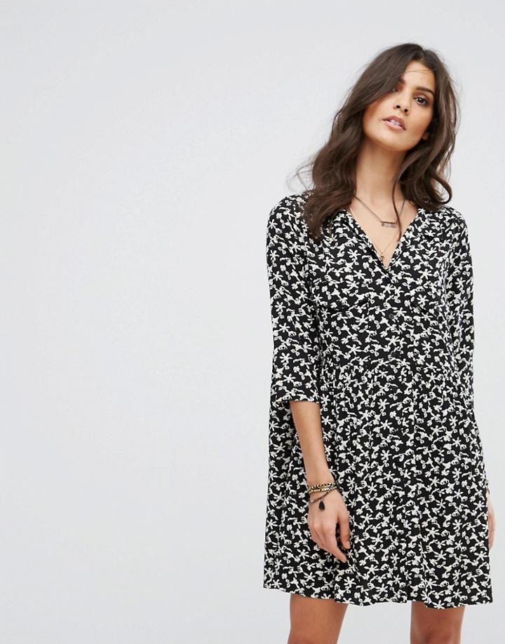 Ba & Sh Floral Long Sleeve Dress - Black