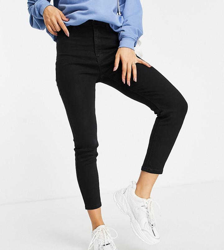 Pull & Bear Petite High Waisted Ultra Skinny Basic Jean In Black