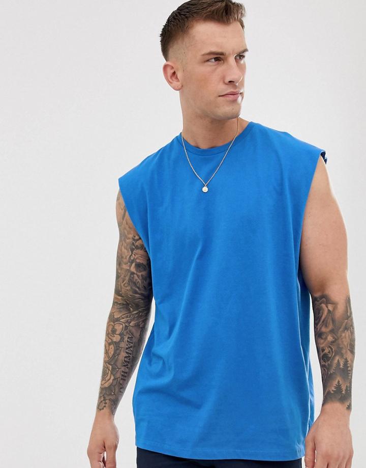 Asos Design Oversized Longline Tank In Blue