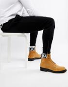 Hugo Explore Halb Suede Logo Boots In Tan - Tan